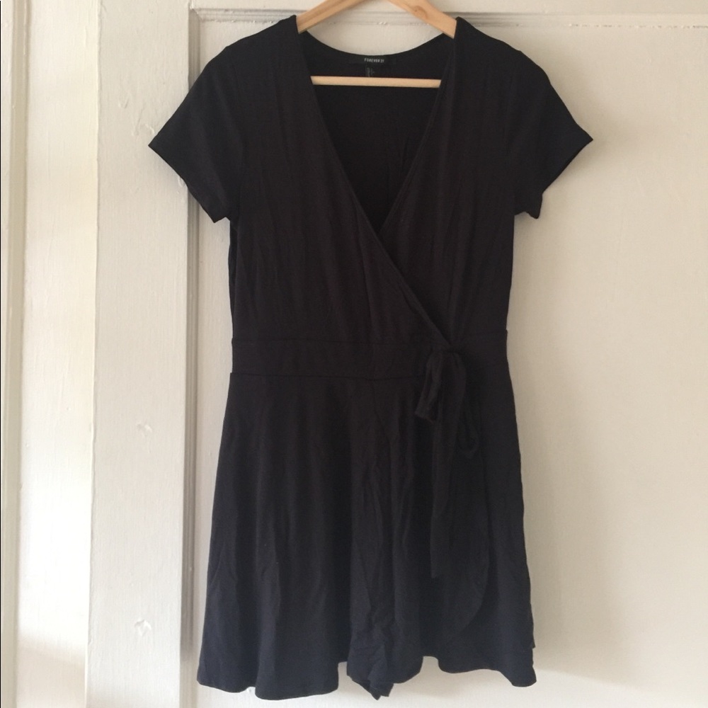 Black faux wrap romper from Forever 21